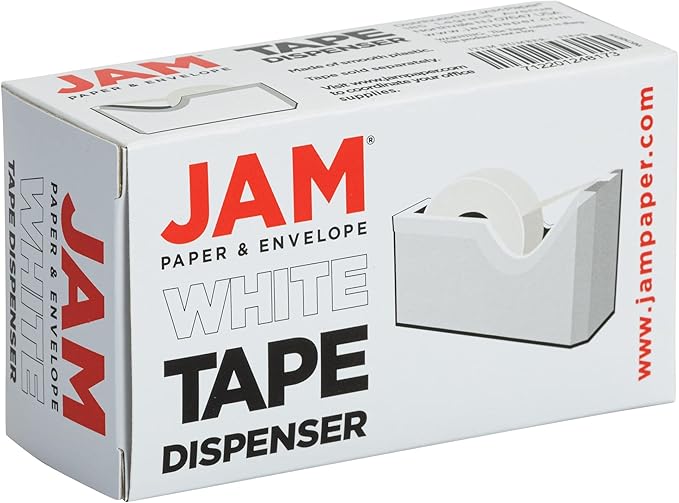JAM PAPER Colorful Desk Tape Dispensers - White - Sold Individually