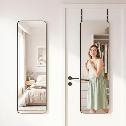 Antok 48"x14" Over the Door Mirror, Full Length Mirror Door Hanging