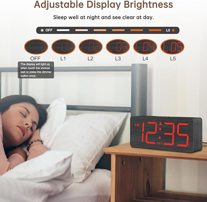 DreamSky Wooden Digital Alarm Clock