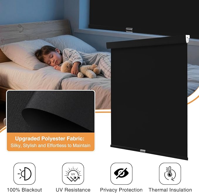 AOSKY No Drill Cordless Blackout Roller Shades