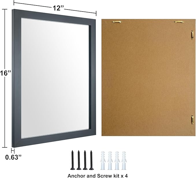 BOMINICA Rectangular Wall Mirror Framed Decorative Mirror 12” x 16”