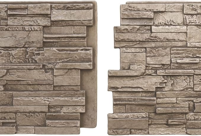 EverStone Cascade Faux Stone Panel, 48 5/8"W x 24 3/4"H x 1 1/4"D, Soft Ash