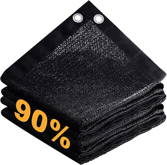 DIFY 6Ã6 FT, 90% Shade Fabric Sun Shade Cloth with Grommets, Black Outdoor Mesh Trap for Garden Plants Cover, Greenhouse, Chicken Coop, Black Patio Netting