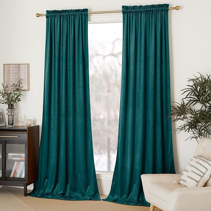 NICETOWN Thick Teal Velvet Curtains