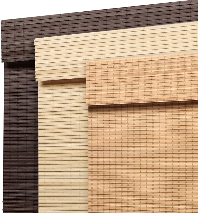 SEEYE Cordless Bamboo Roman Shades, Roll Up Blind Privacy Shade