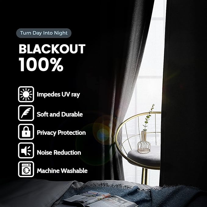 SimpleHome 100% Blackout Curtains