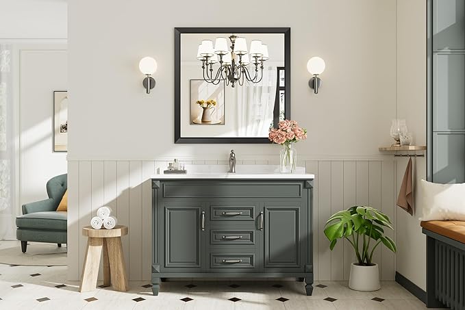 Briivue 36x36 Inch Black Bathroom Mirror