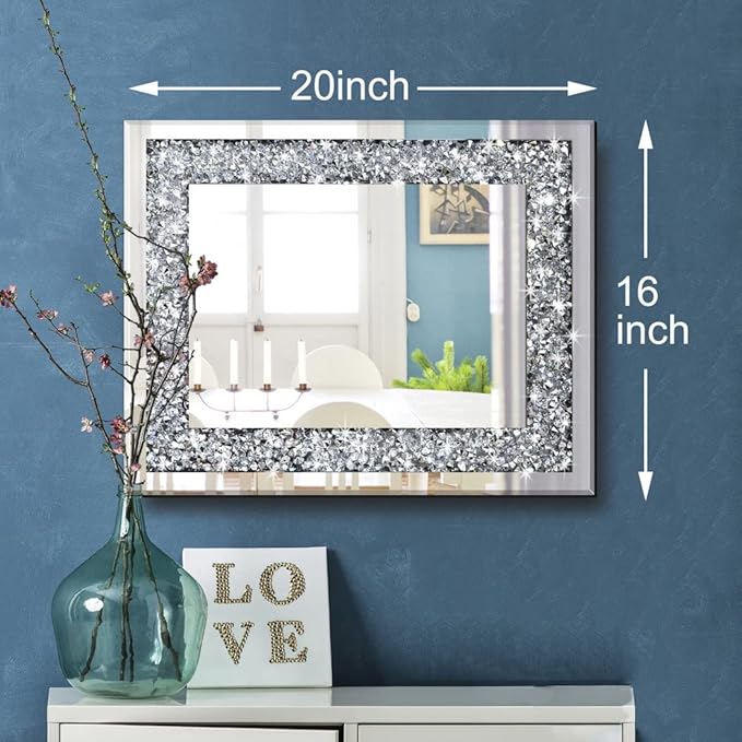 QMDECOR Rectangle Sparkling Decorative Wall Mirror
