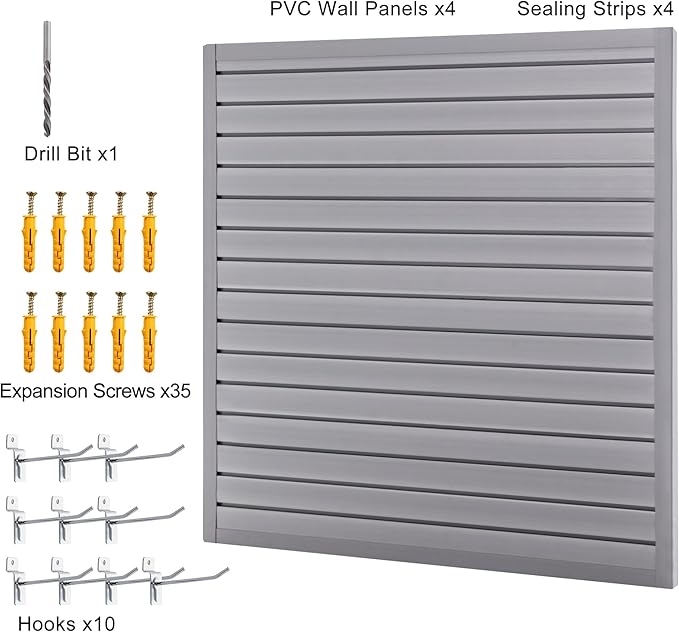 Slatwall 4x4t FT PVC Slat Wall Panels, Interlocking Garage Slat Wall Panels