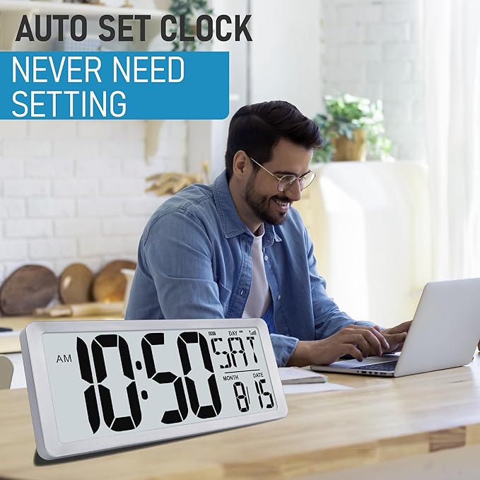 TXL Silver Large Digital Wall Clock