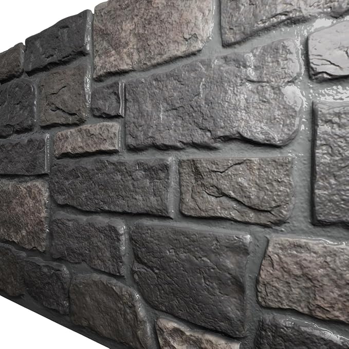EverStone Cobblestone Faux Stone Panel, Charcoal Color
