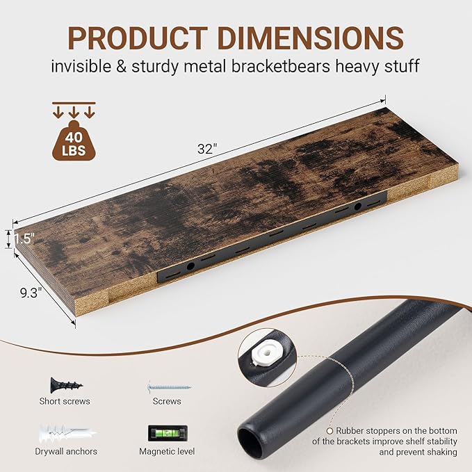 Heimlove 32 Inch Floating Shelves