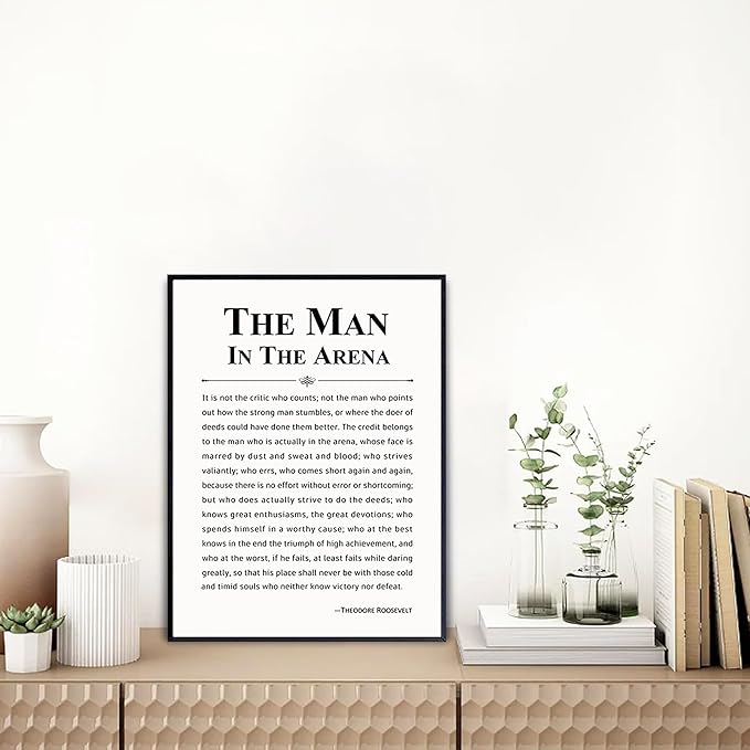 Howwii Inspirational Wall Art Office Decor The Man in the Arena Motivational