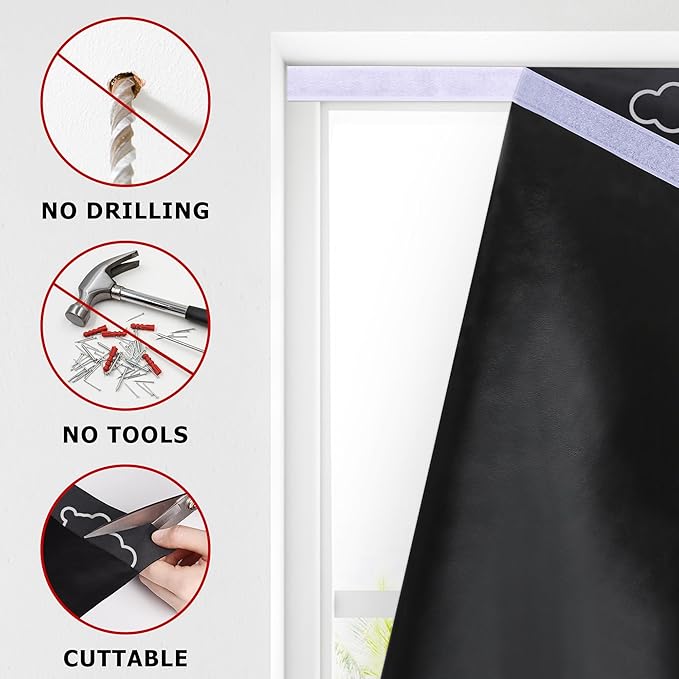 LazBlinds 100% Blackout Roller Shades, No Tools No Drill Cordless Blinds