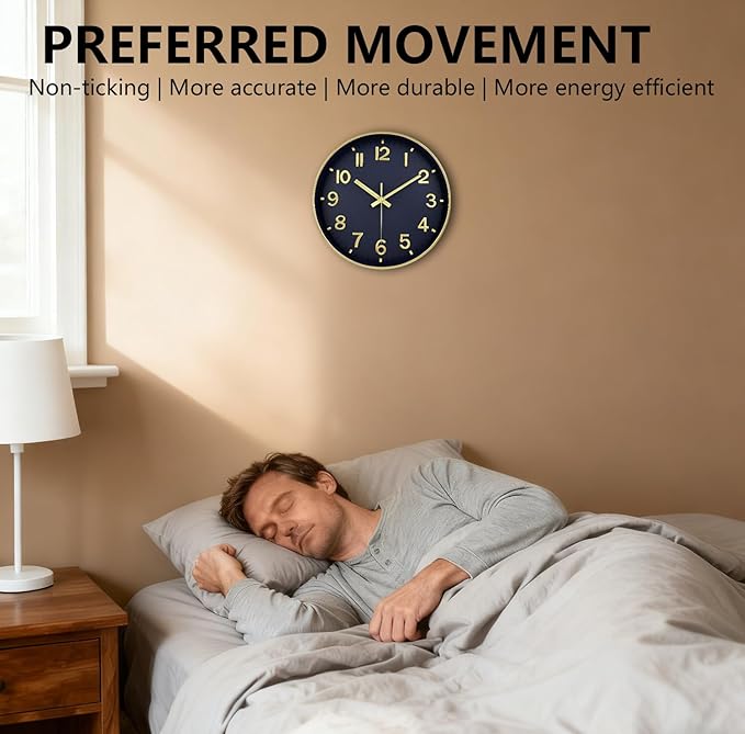 Wall Clocks Battery Operated, 12Inch Non Ticking Digital Wall Clock, Silent