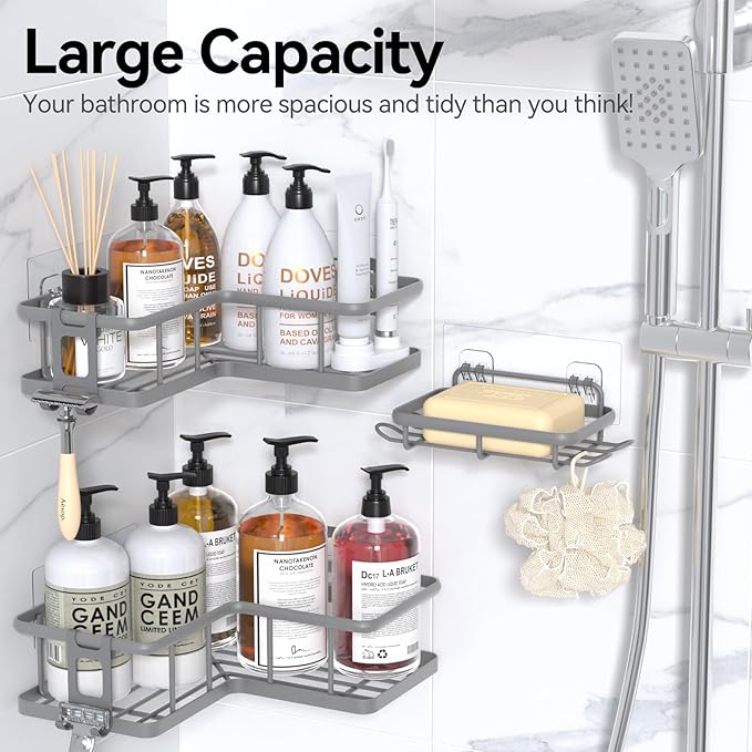 YASONIC Shower Caddy Corner, No Drilling Shower Organizer Corner