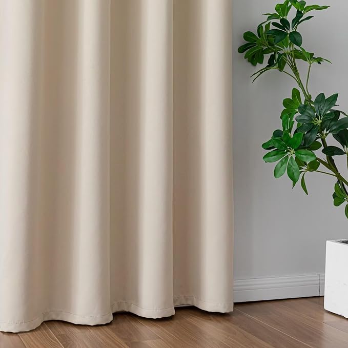 IGEMAEVE Beige Curtains 108 Inch Length 2 Panels Set, Light Filtering Curtains