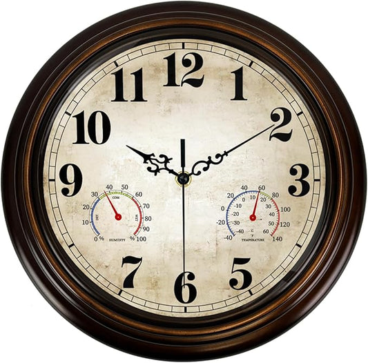 Vintage Wall Clock 13 Inch Quartz Silent Non-Ticking Analog Clock