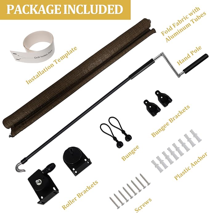 Shade&Beyond Outdoor Roller Shades 4' W x 8' H Cordless Patio Roll Up Blinds