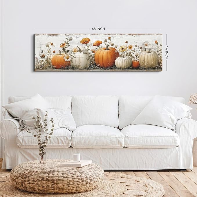 Large Pumpkin Wall Art Fall Wall Decor Farmhouse Kitchen Pictures Wall Decor
