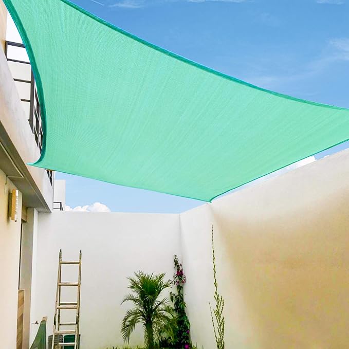 Amagenix Sun Shade Sail 8'X10' Curved Edge Outdoor Shade Canopy Turquoise Breathable 95% UV Block Shade Cloth for Patio Garden Backyard (We Make Custom Size)