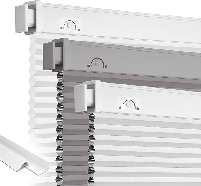 Grandekor No Drill No Tools Cordless Cellular Shades, UV Protection Privacy No