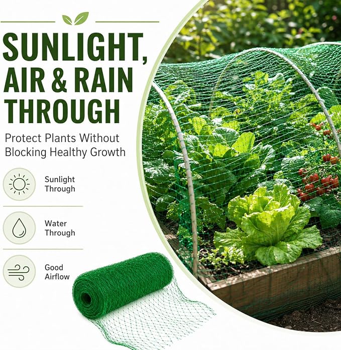 Garden Netting, 13 x 65 FT Bird Netting for Garden Plant Protection, Reusable Fine Mesh for Fruit Trees, Vegetable Plants, Blueberry Bushes, Raised Beds, Chicken Coop (13x65ft)