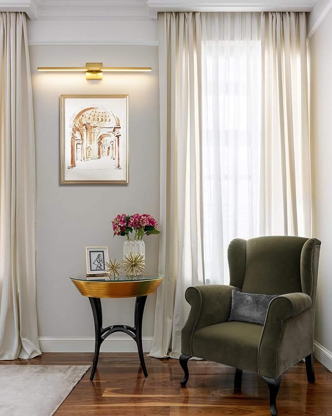 Rayogale 8000mAh Battery Operated Wall Sconce, 3000K/4500K/6000K Dimmable Gold