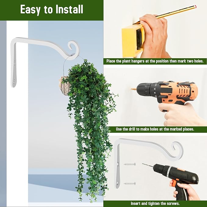 FEED GARDEN Hand-Forged Hanging Plant Bracket Iron Wall Hook