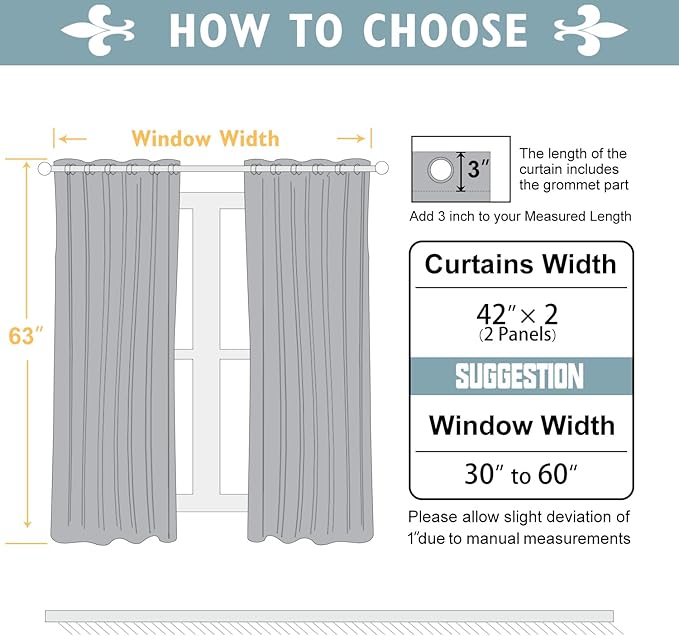 ChrisDowa Blackout Curtains 63 inches Long