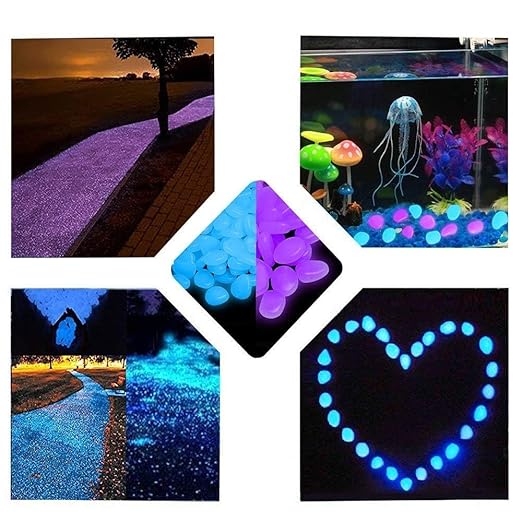 1100 Pcs Glow Stones Glowing in The Dark Pebbles Outdoor Decor Fish Tank Gravel Rocks Decoration (Pink in Daytime, Purple in The Dark)