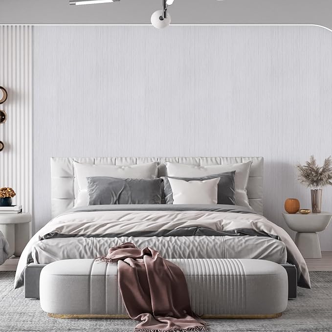 White Grasscloth Peel and Stick Wallpaper Texture Contact Paper A Set of 15.7"