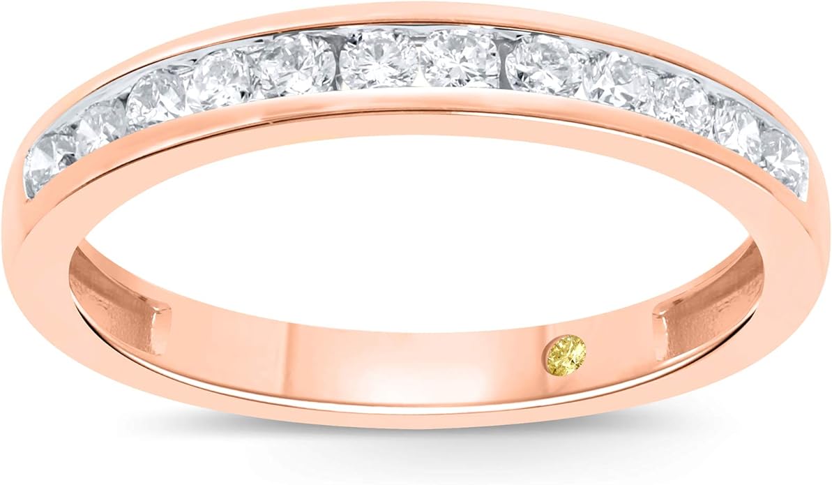 Lab Grown Diamond Wedding Rings for Women | 10K Yellow, White and Rose Gold Certified 1/6-1/2 Carat Channel Set Diamond Anniversary Bands and Wedding Bands for Her