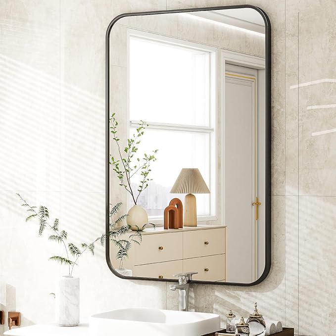 Easly 26 x 38 Inch Bathroom Mirror, Rounded Rectangular Vanity Mirror