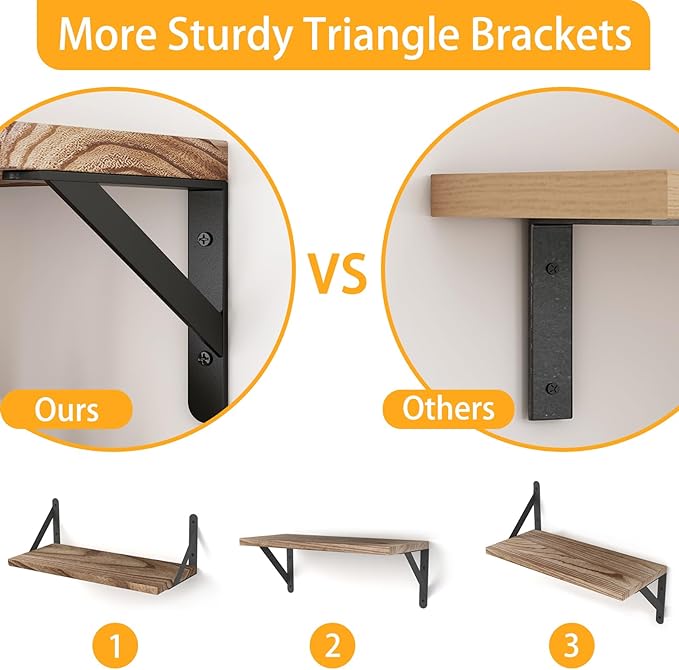 YGEOMER Floating Shelves for Wall Mounted Wall Shelves for Bedroom, Bathroom