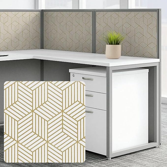 Cubicle Wallpaper for Fabric Walls Removable-Gold and White Geometric Wallpaper