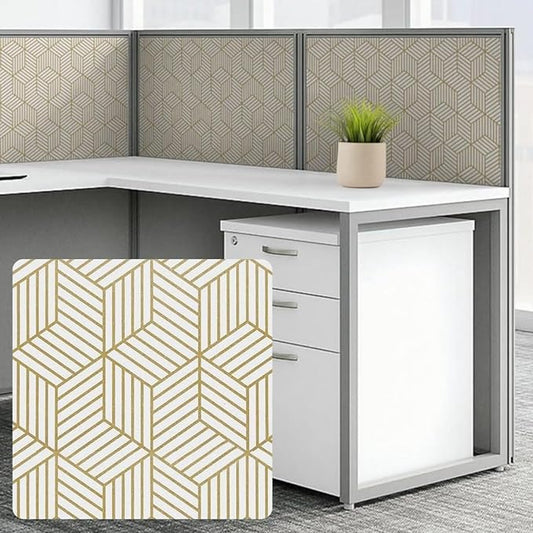 Cubicle Wallpaper for Fabric Walls Removable-Gold and White Geometric Wallpaper