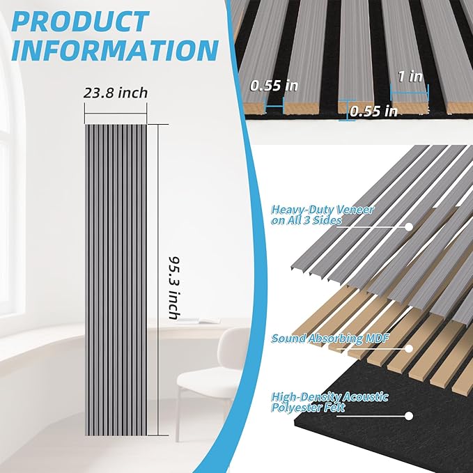 Art3d Acoustic Wood Slat Wall Panel