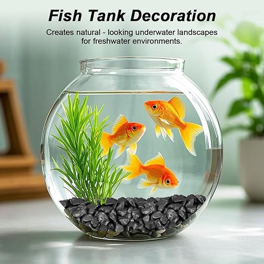 Garden Stones,Landscaping Pebbles, River Rocks Decorative Ornamental Pebbles, DIY Smoothed Rocks for Potted Plant Resin Art Vase Fillers Aquarium Gravel Rocks (1, Black, 1 Pound)