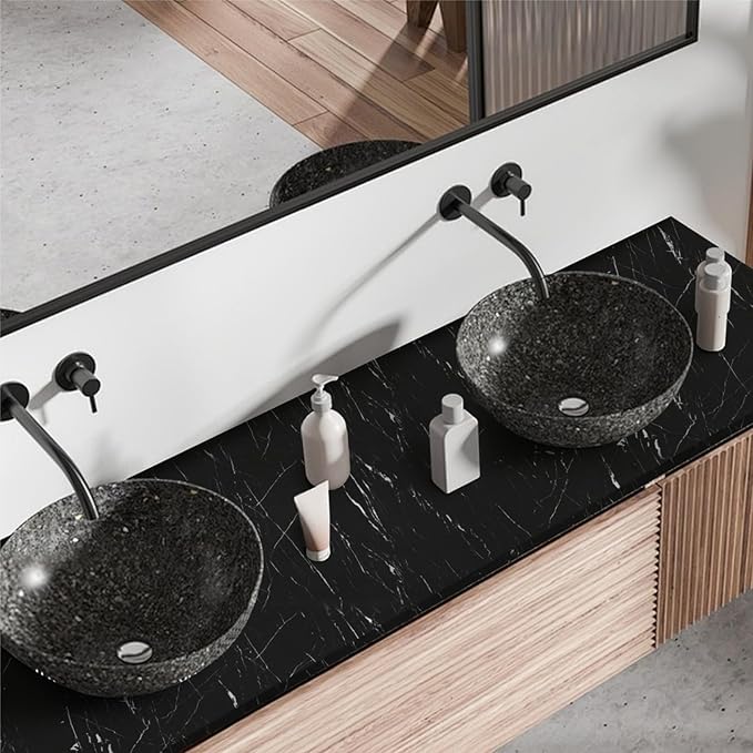 Abyssaly Black Marble Contact Paper Peel and Stick Countertops Waterproof Matte
