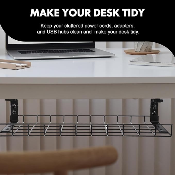 Under Desk Cable Organizer Tray 500Mm No Drill Cable Management Rack Wire Holder for Office Desk Power Strip Storage
