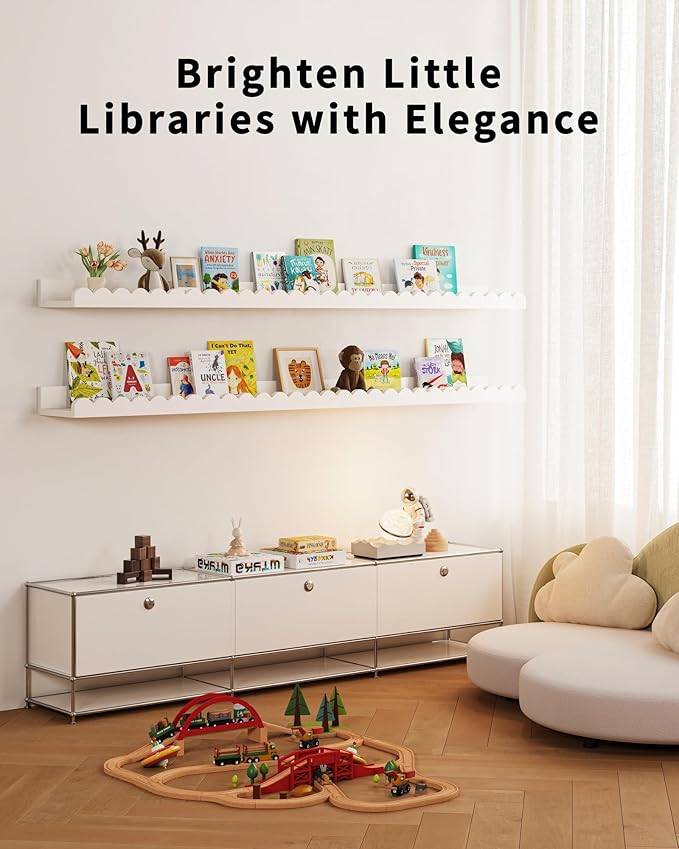 Shario Nursery Book Shelves, Scalloped Shelves, Wall Book Shelves