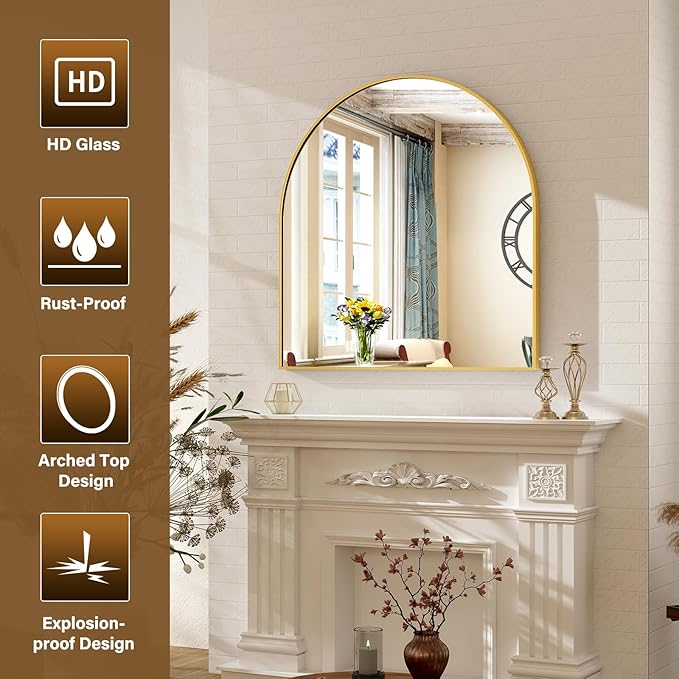 XRAMFY Arched Bathroom Mirror 32" x 34"