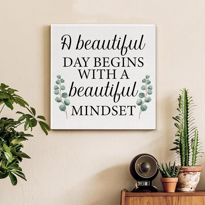 Motivational Eucalyptus Wall Art Decor, Inspirational Green Botanical Pictures