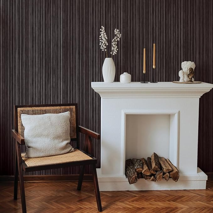 Tempaper Black Linen Grasscloth Removable Peel and Stick Wallpaper, 20.5 in X