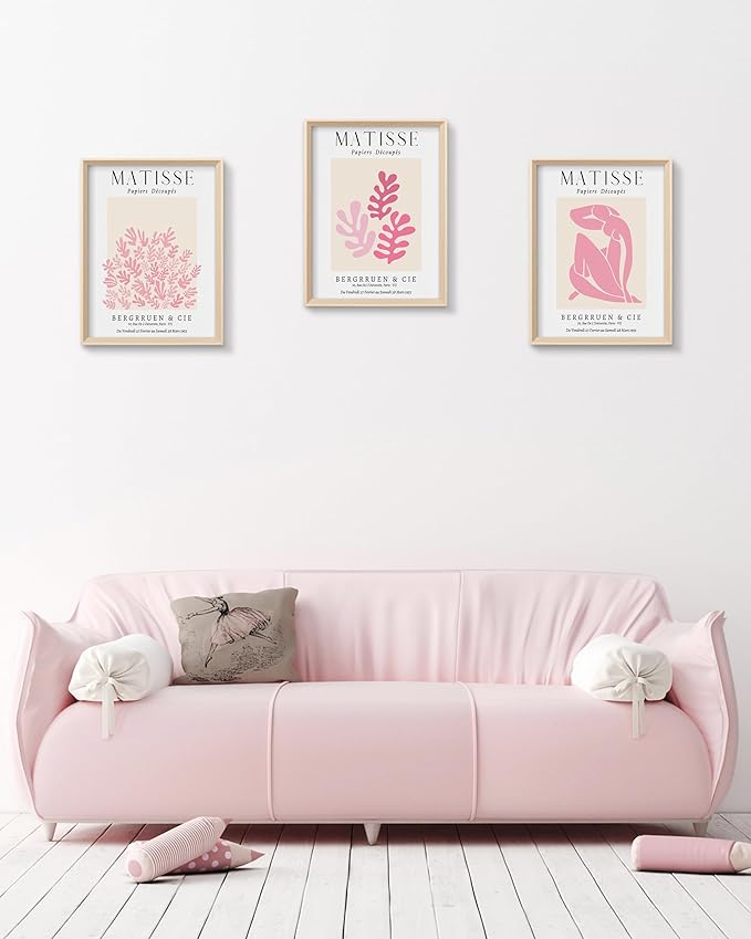 Framed Matisse Pink Canvas Wall Art, Abstract Matisse Canvas Wall Decor