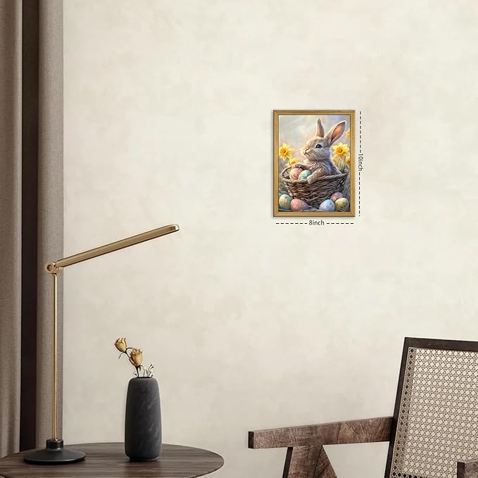 Easter Bunny Wall Art, Cute Rabbit Canvas Wall Decor Painting, Easter Eggs