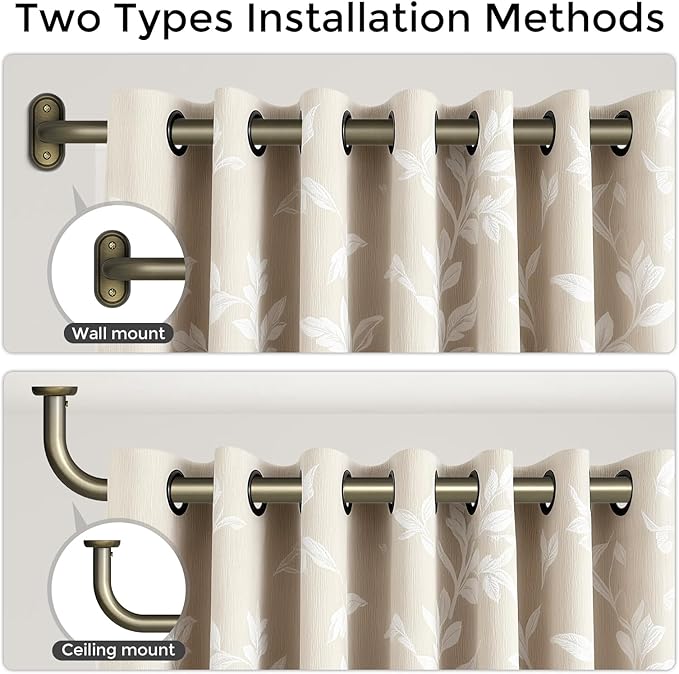 2 Pack Curtain Rods 36-88 Inch, Antique Bronze Wrap Around Blackout Curtain Rods
