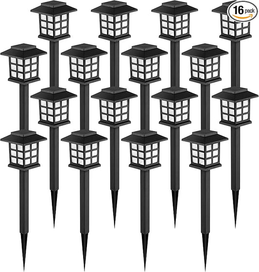 GIGALUMI Solar Outdoor Lightsï¼16 Pack LED Solar Lights Outdoor Waterproof, Solar Walkway Lights Maintain 10 Hours of Lighting for Your Garden, Landscape, Path, Yard, Patio, Driveway