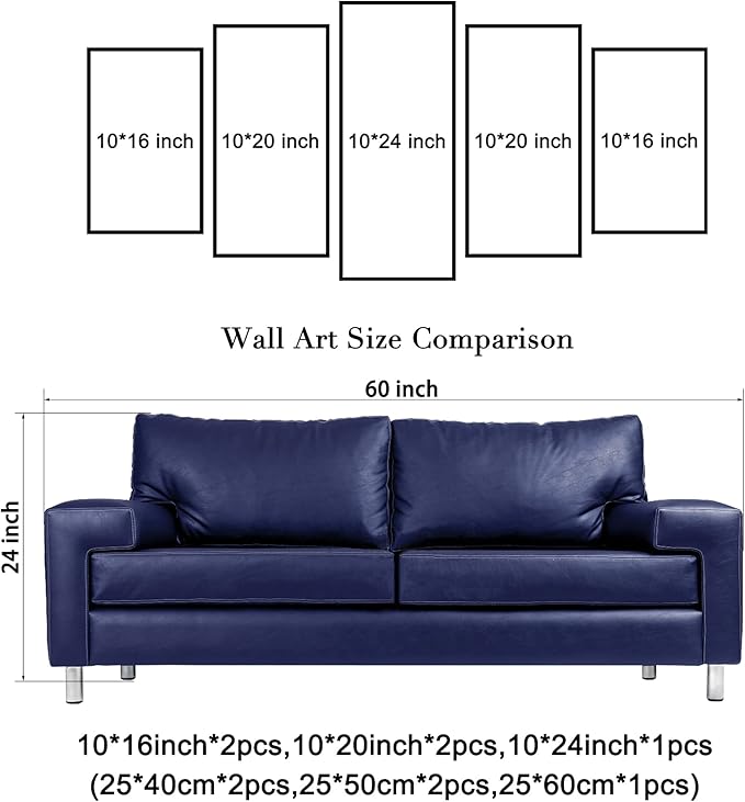 Wieco Art New York Brooklyn Bridge Canvas Wall Art Night View 5 Panels Modern